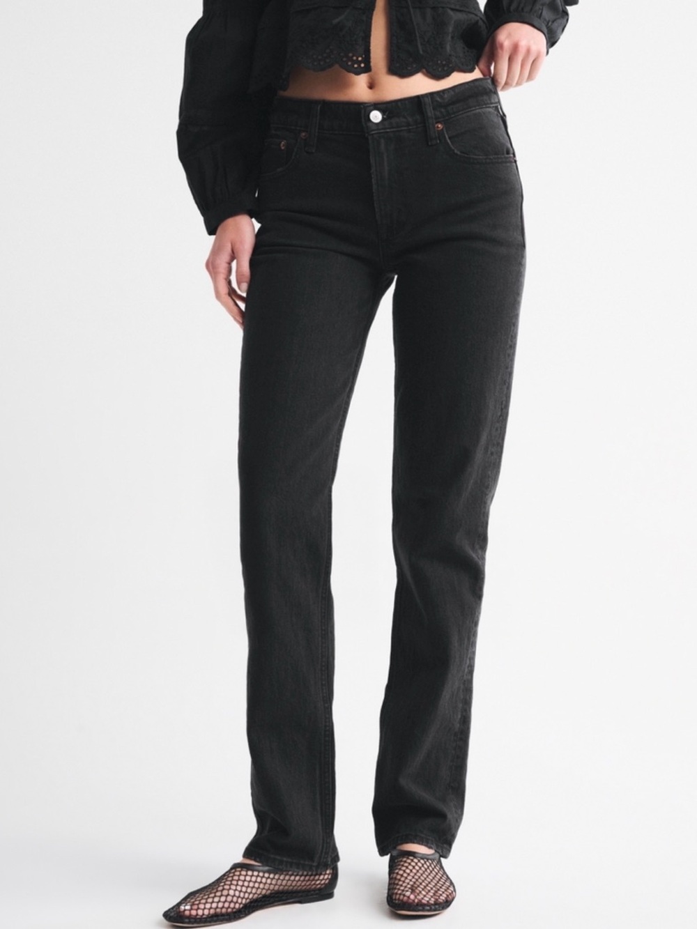 Abercrombie & Fitch Black Straight Leg 90s Jean Curve Love